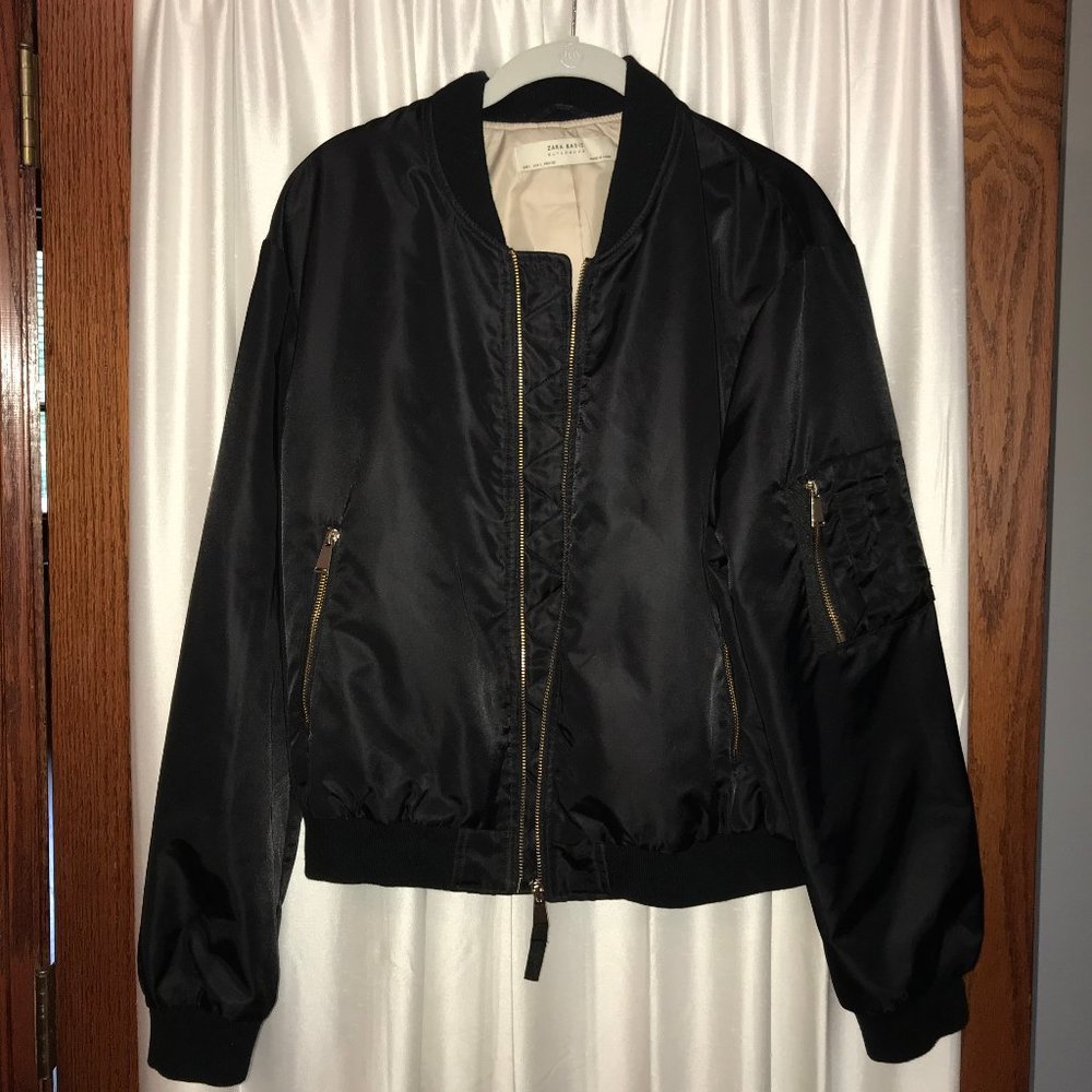 Black Zara Bomber Jacket Size L